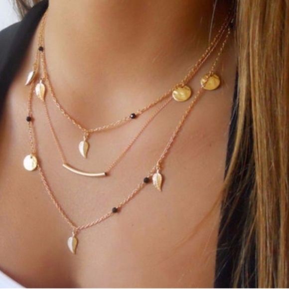 Jewelry - Bohemian Multi Layered Necklace - beads, leaves